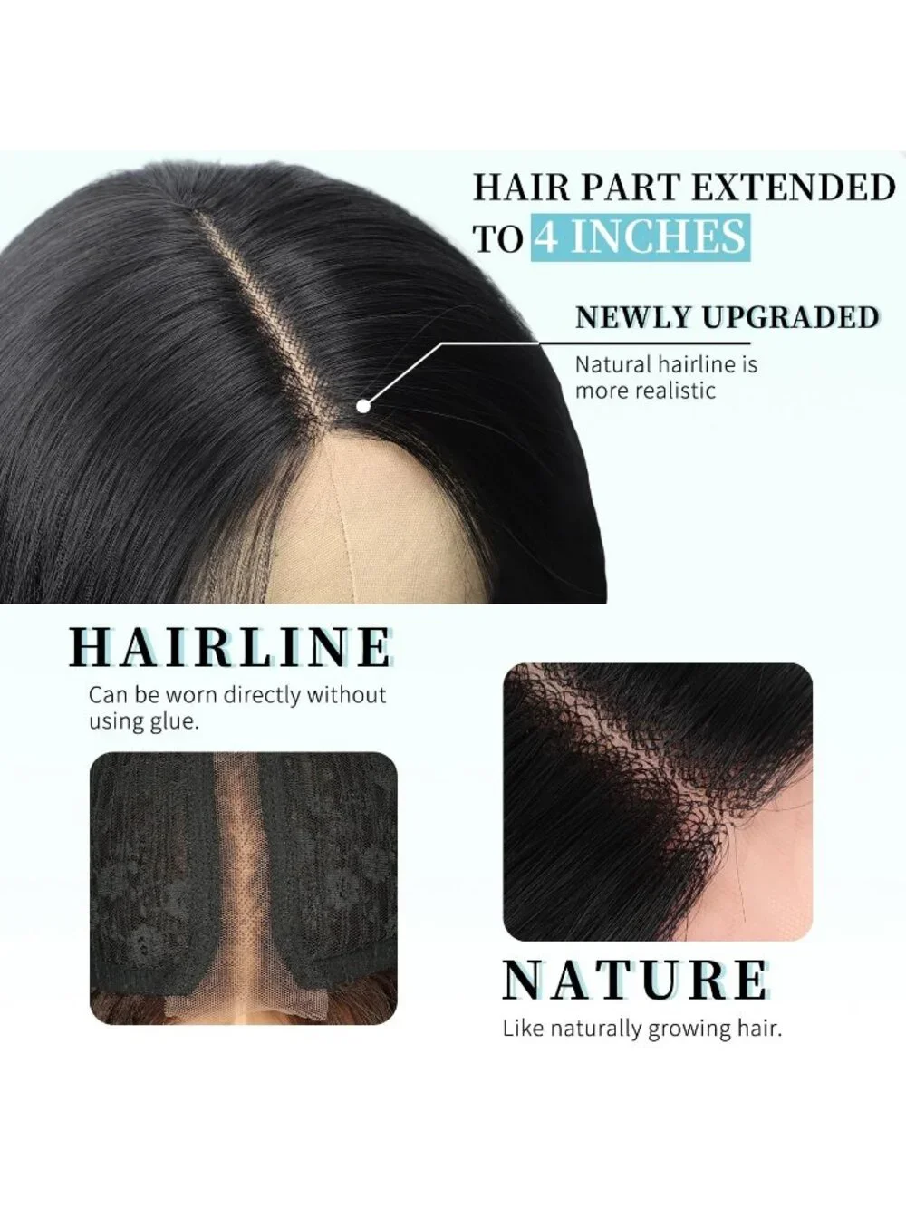 Women's Black Lace Hairline 26 Inch Synthetic Heat Resistant Wavy Wigs